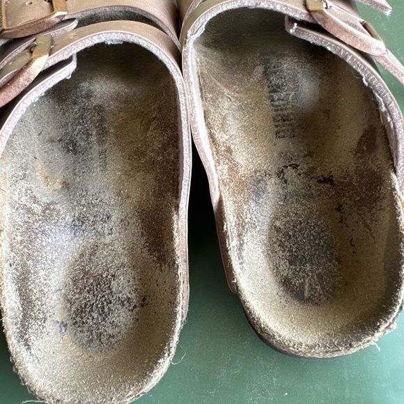 Birkenstock Two-Strap Sandals in Metallic Rose Gold - Picture 4 of 5